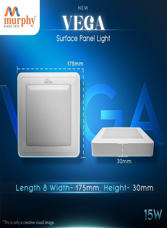 Murphy 15W Vega LED Panel Light Square Surface - (Cool White, Pack of 1,Plastic) No False Ceiling Required - Image 4
